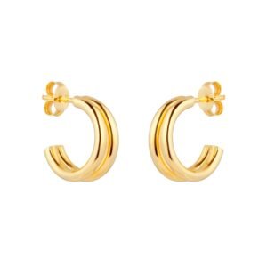 9ct Yellow Gold Double Layer Hoop Earrings